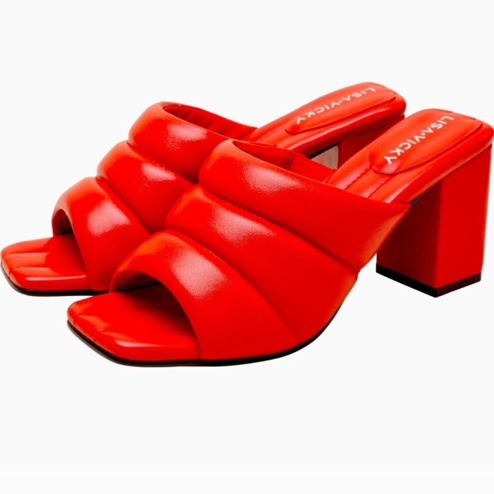 Very V Bold Red Block Heel Sandals